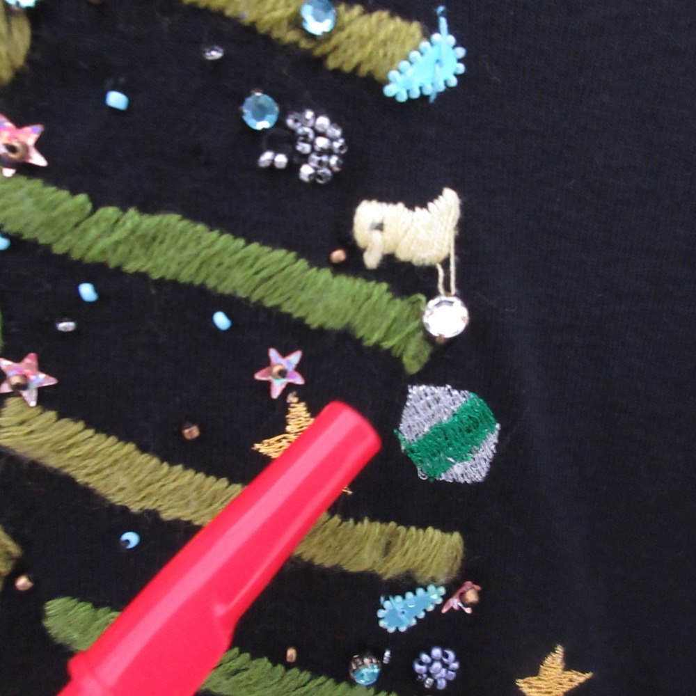 Micheal Simon Event Shirt‎ Large Christmas Tree Holiday Embroidered Beaded Artsy - Picture 5 of 11